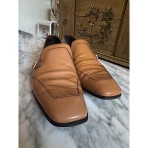 Prada Light Brown Patent Leather Dress Loafers